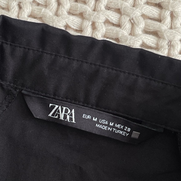 Zara Shoulder Pad Poplin Crop Shirt - Picture 8 of 8